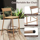 Patio Barstools Set of 2 with Rattan Seat and Metal Backrest-Light Brown by LJGDeals