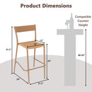Patio Barstools Set of 2 with Rattan Seat and Metal Backrest-Light Brown