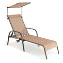 Patio Heavy-Duty 5-Level Adjustable Chaise Lounge Chair-Brown by LJGDeals