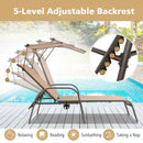 Patio Heavy-Duty 5-Level Adjustable Chaise Lounge Chair-Brown by LJGDeals