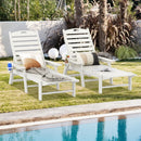 Patio Chaise Lounge Chair with 4 Position Backrest-White by LJGDeals