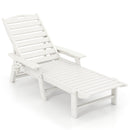 Patio Chaise Lounge Chair with 4 Position Backrest-White