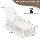 Patio Chaise Lounge Chair with 4 Position Backrest-White by LJGDeals