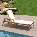 Patio Chaise Lounge Chair with Armrests and Fabric Seat for Backyard-White by LJGDeals