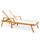 Patio Chaise Lounge Chair with Armrests and Fabric Seat for Backyard-White by LJGDeals