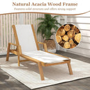 Patio Chaise Lounge Chair with Armrests and Fabric Seat for Backyard-White by LJGDeals