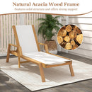 Patio Chaise Lounge Chair with Armrests and Fabric Seat for Backyard-White
