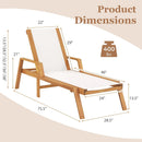 Patio Chaise Lounge Chair with Armrests and Fabric Seat for Backyard-White by LJGDeals