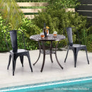 Patio Cast Aluminum Table 31 Inch Diameter Round Table with Umbrella Hole-Copper by LJGDeals