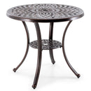 Patio Cast Aluminum Table 31 Inch Diameter Round Table with Umbrella Hole-Copper by LJGDeals
