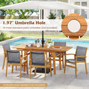 55 Inch Patio Dining Table Expandable for 6-8 People with Umbrella Hole by LJGDeals