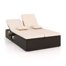 Patio Double Chaise Lounge with Cushions and Folding Side Trays by LJGDeals
