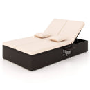 Patio Double Chaise Lounge with Cushions and Folding Side Trays by LJGDeals