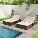 Patio Double Chaise Lounge with Cushions and Folding Side Trays by LJGDeals
