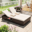 Patio Double Chaise Lounge with Cushions and Folding Side Trays by LJGDeals