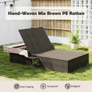 Patio Double Chaise Lounge with Shade Cushions and Folding Side Trays by LJGDeals
