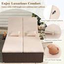 Patio Double Chaise Lounge with Cushions and Folding Side Trays by LJGDeals