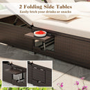 Patio Double Chaise Lounge with Cushions and Folding Side Trays by LJGDeals