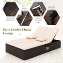 Patio Double Chaise Lounge with Cushions and Folding Side Trays by LJGDeals