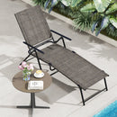 Patio Folding Chaise Lounge Chairs Recliner with 6-Level Backrest-Brown by LJGDeals