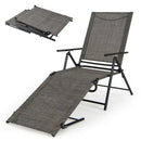 Patio Folding Chaise Lounge Chairs Recliner with 6-Level Backrest-Brown by LJGDeals