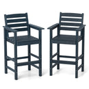 Patio HDPE Adirondack Bar Chairs Set of 2 with Wide Armrests