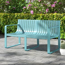Weather-resistant Plastic 2-Person Bench with Curved Backrest by LJGDeals