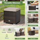 2 Pieces Patio Ottoman with Removable Cushions-Brown by LJGDeals