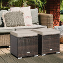 2 Pieces Patio Ottoman with Removable Cushions-Brown by LJGDeals