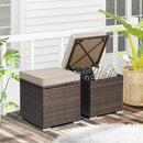 2 Pieces Patio Ottoman with Removable Cushions-Brown by LJGDeals