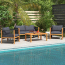 4 Pieces Acacia Wood Outdoor Patio Furniture Set with Cushions by LJGDeals