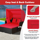 Patio Rattan Daybed with Retractable Canopy and Side Tables by LJGDeals