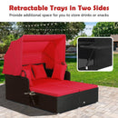 Patio Rattan Daybed with Retractable Canopy and Side Tables by LJGDeals
