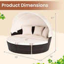 Patio Round Daybed with Retractable Canopy-White by DirectDeals