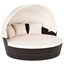 Patio Round Daybed with Retractable Canopy-White by DirectDeals