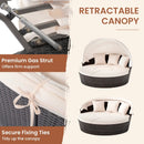 Patio Round Daybed with Retractable Canopy-White by LJGDeals