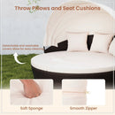 Patio Round Daybed with Retractable Canopy-White by LJGDeals