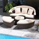 Patio Round Daybed with Retractable Canopy-White by DirectDeals