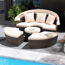 Patio Round Daybed with Retractable Canopy-White by LJGDeals