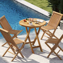 Patio Teak Wood Dining Table with Slatted Tabletop and Sturdy X-Shaped Frame by LJGDeals