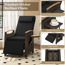 Patio Wicker Recliner Chair with Adjustable Backrest and Footrest-Black
