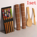 Patterned bamboo sushi maker set with knife and spoon kitchen kit by Decorbites