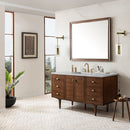 James Martin Amberly 60" Dual Mount Single Bathroom Vanity, Mid-Century Walnut