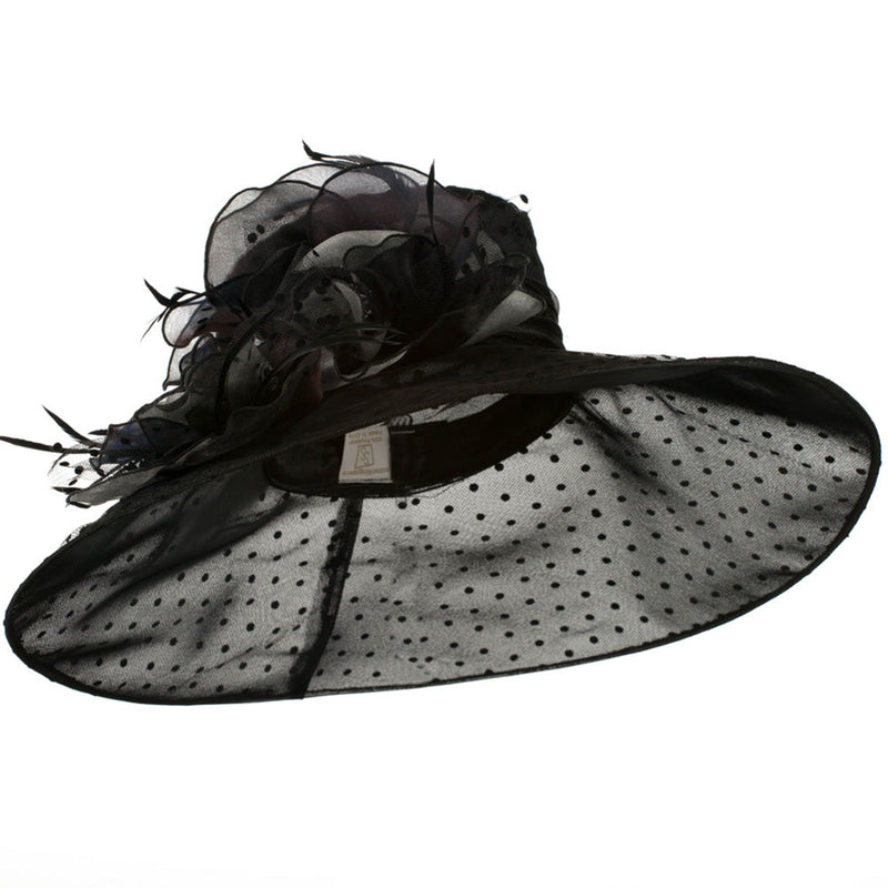 Polka Dot Designed Flower Detailed Organza Hat