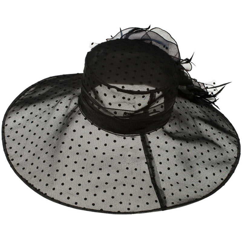 Polka Dot Designed Flower Detailed Organza Hat