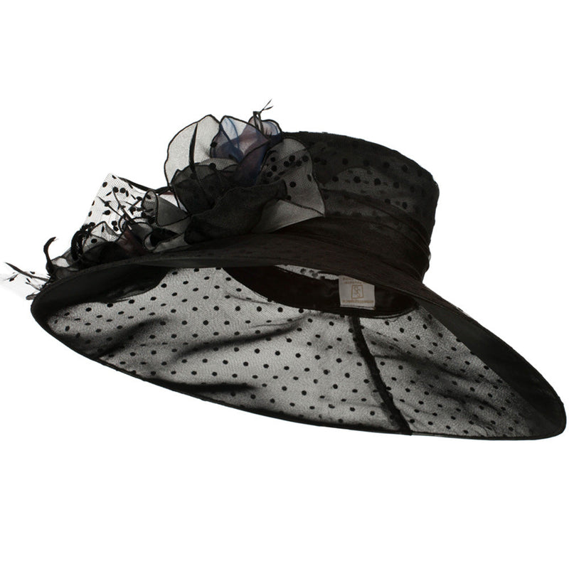 Polka Dot Designed Flower Detailed Organza Hat