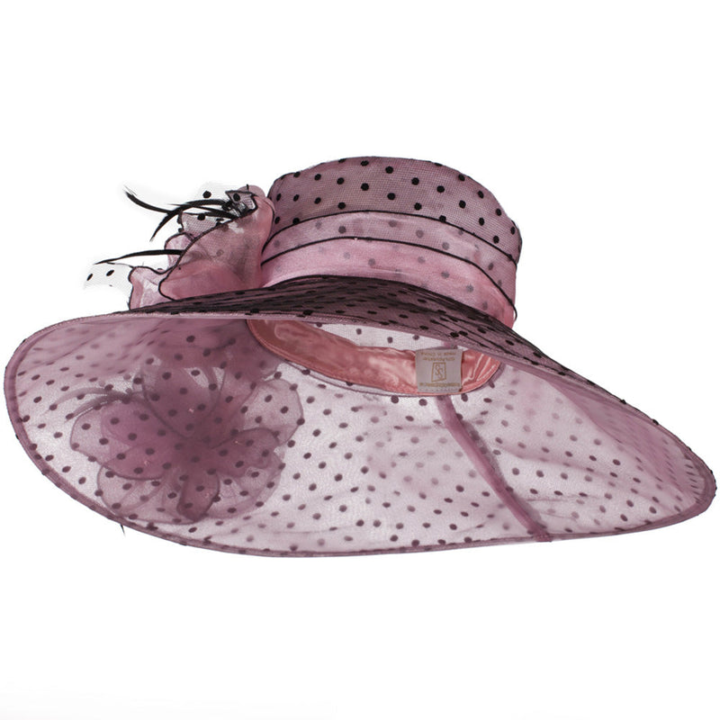 Polka Dot Designed Flower Detailed Organza Hat