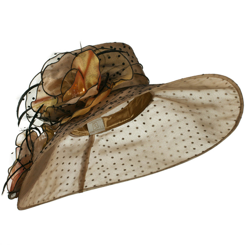 Polka Dot Designed Flower Detailed Organza Hat