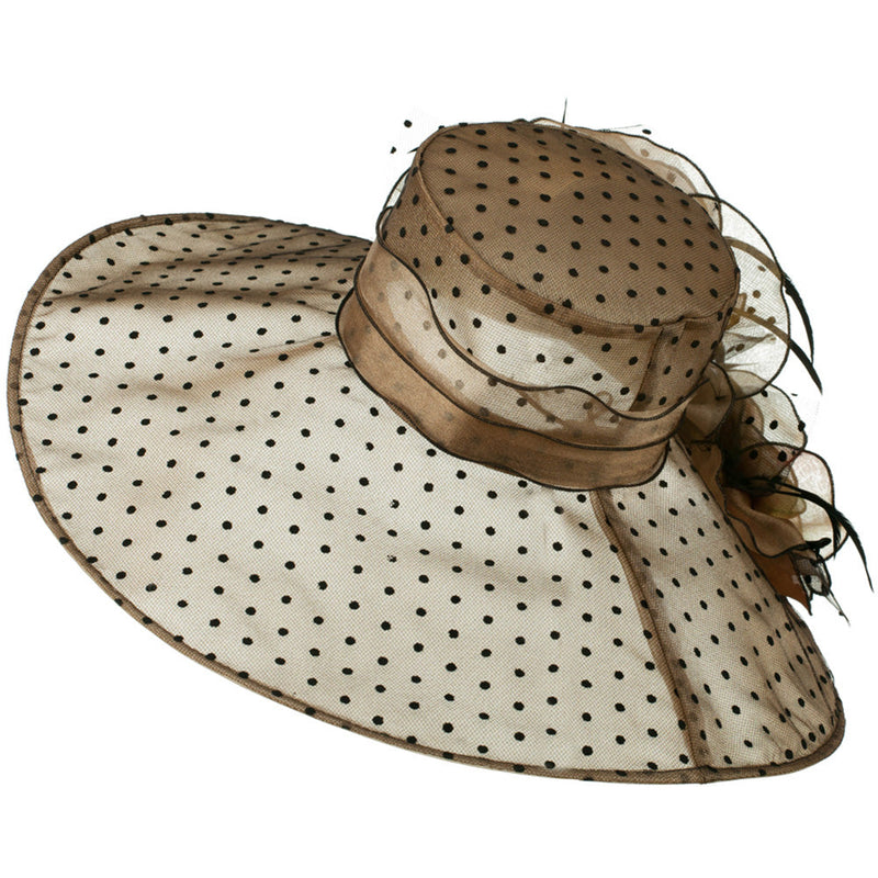 Polka Dot Designed Flower Detailed Organza Hat