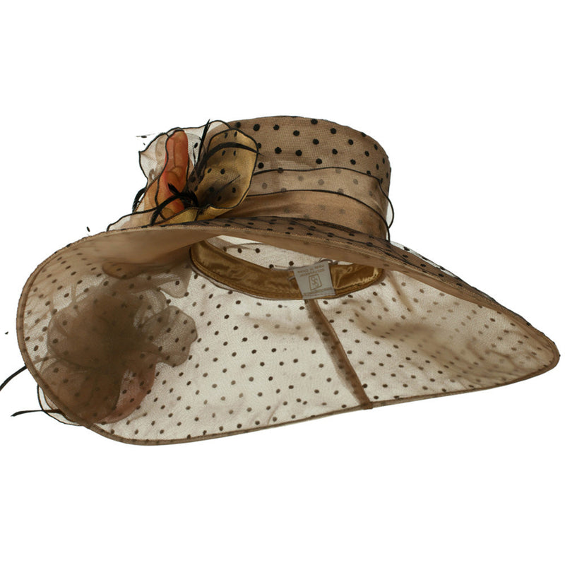 Polka Dot Designed Flower Detailed Organza Hat